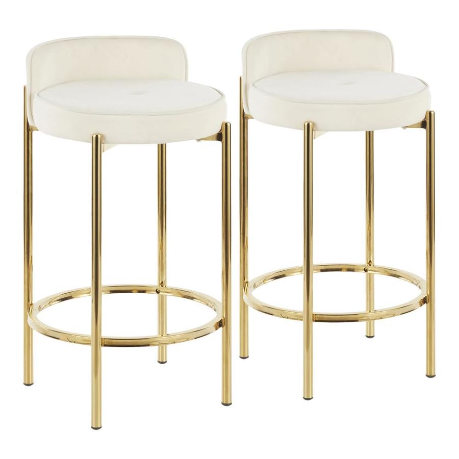 LumiSource Chloe Contemporary Counter Stool in Gold Metal and White