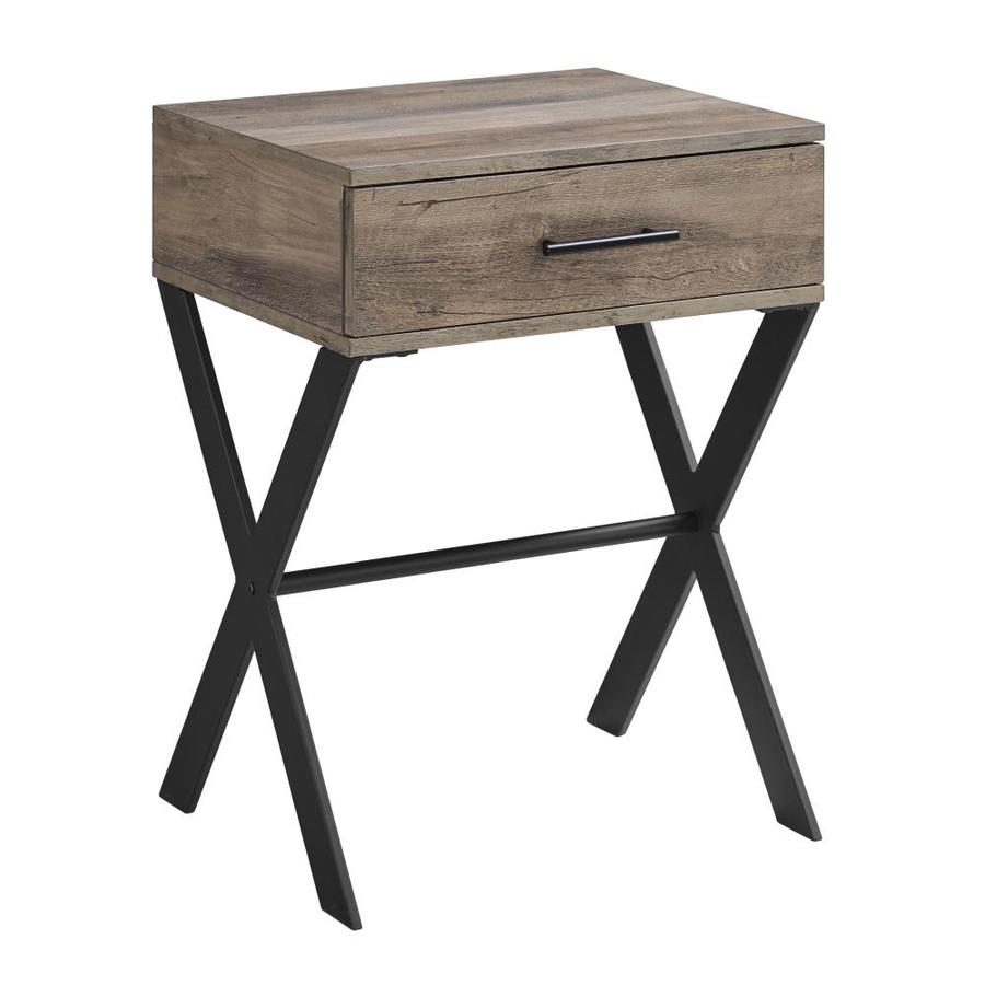 Walker Edison 18in. x Leg 1 Drawer Metal and Wood Side Table Grey Wash