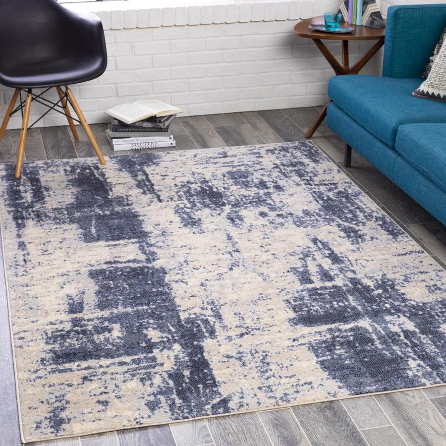 Surya City Light 5 x 7 Navy Indoor Abstract Global Area Rug in the Rugs