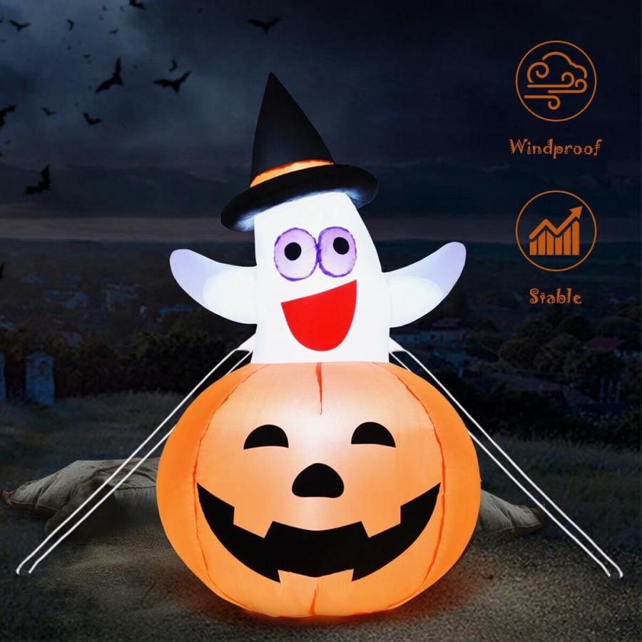 3 Halloween Decorations Handmade Hanging Witch Pumpkin Ghost Orange Green Blac