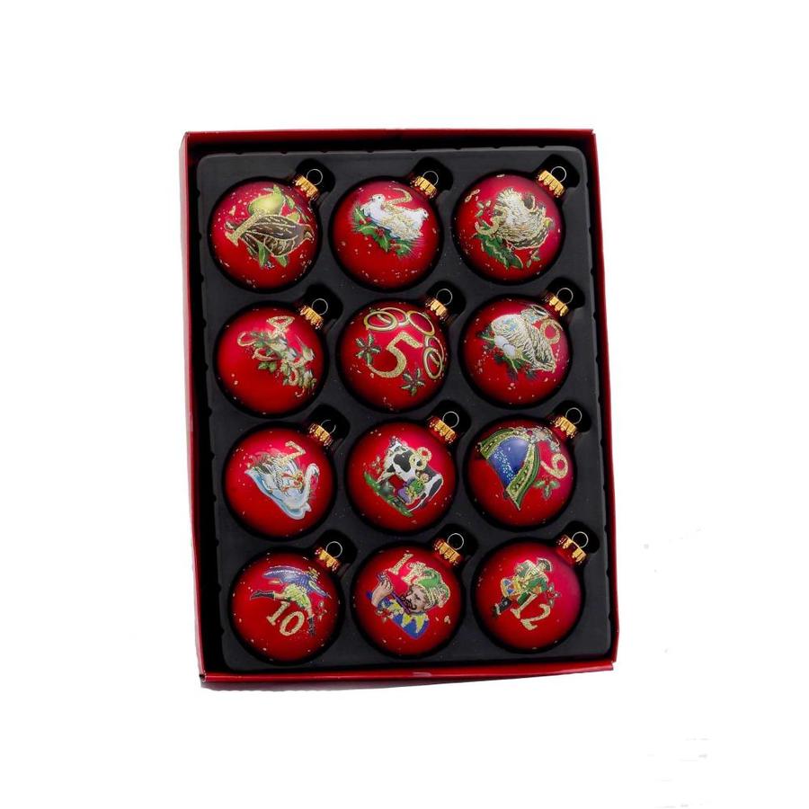 Kurt S Adler Kurt Adler 65mm 12 Days Of Christmas Decorative Glass Balls 12 Piece Set In The Christmas Ornaments Department At Lowes Com