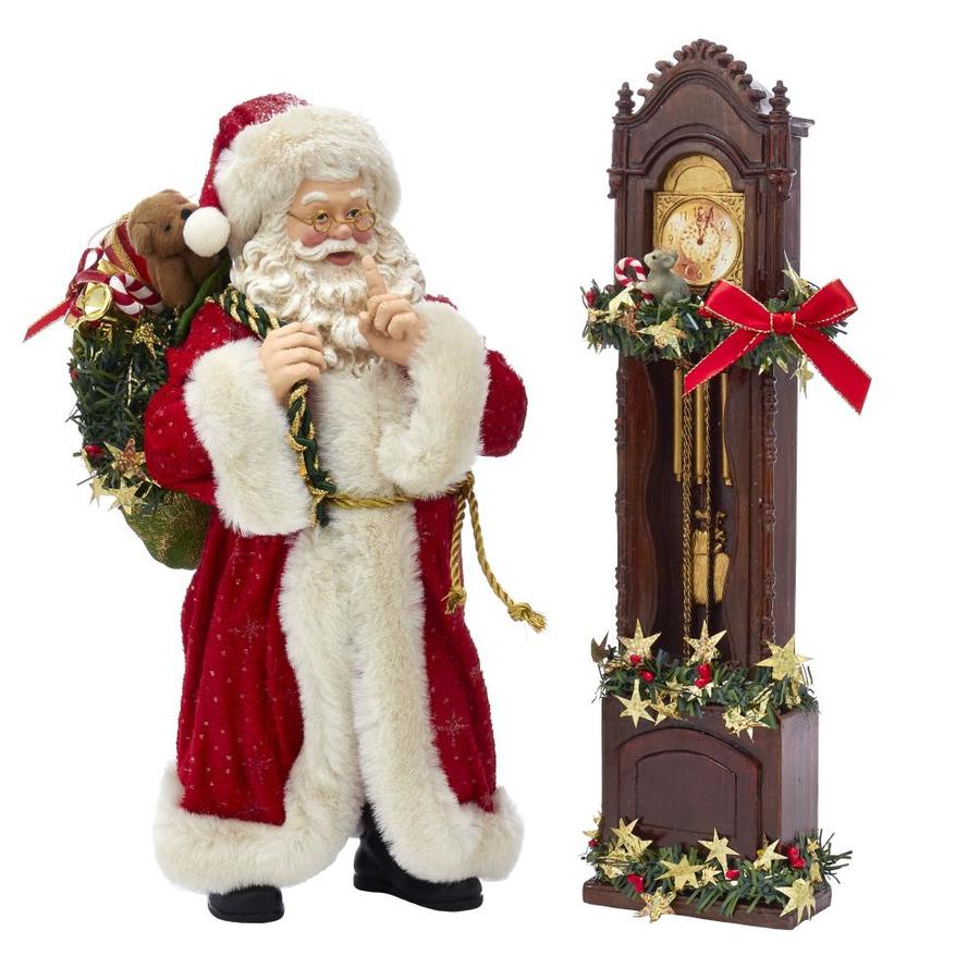 Kurt S. Adler Kurt Adler 12in Fabriche Santa and Clock, 2 Piece Set in