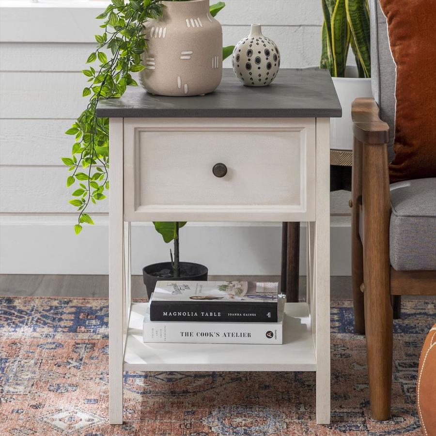 Walker Edison White Wash Wood End Table in the End Tables department at