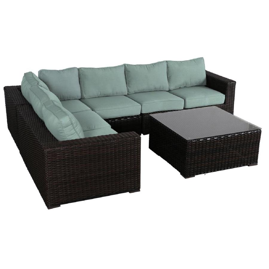 Teva Furniture Santa Monica Outdoor Wicker Sectional Set With Coffee Table Includes Sunbrella Cushions Spa In The Patio Conversation Sets Department At Lowes Com