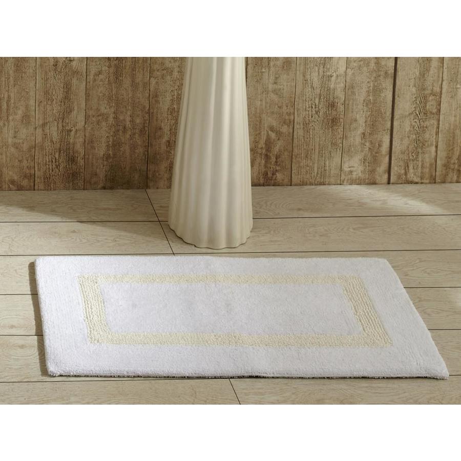 Better Trends Better Trends Hotel Collection In Race Track Pattern 100 Cotton Super Absorbent Reversible Double Sided Thick Bath Mat Rug Machine Washable 21 In X 34 In White And Ivory In The Bathroom