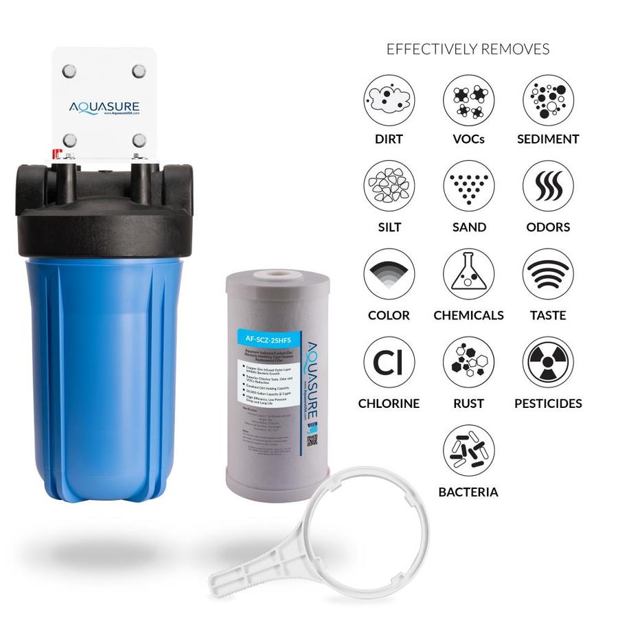 Aquasure Fortitude Triple Purpose Sediment Carbon Zinc Bacteria Inhibiting Water Filtration System Standard Size In The Whole House Filtration Systems Department At Lowes Com