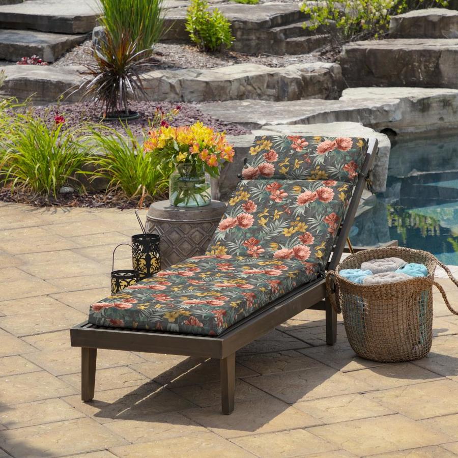 Arden Selections Phoebe Floral Patio Chaise Lounge Chair Cushion in the