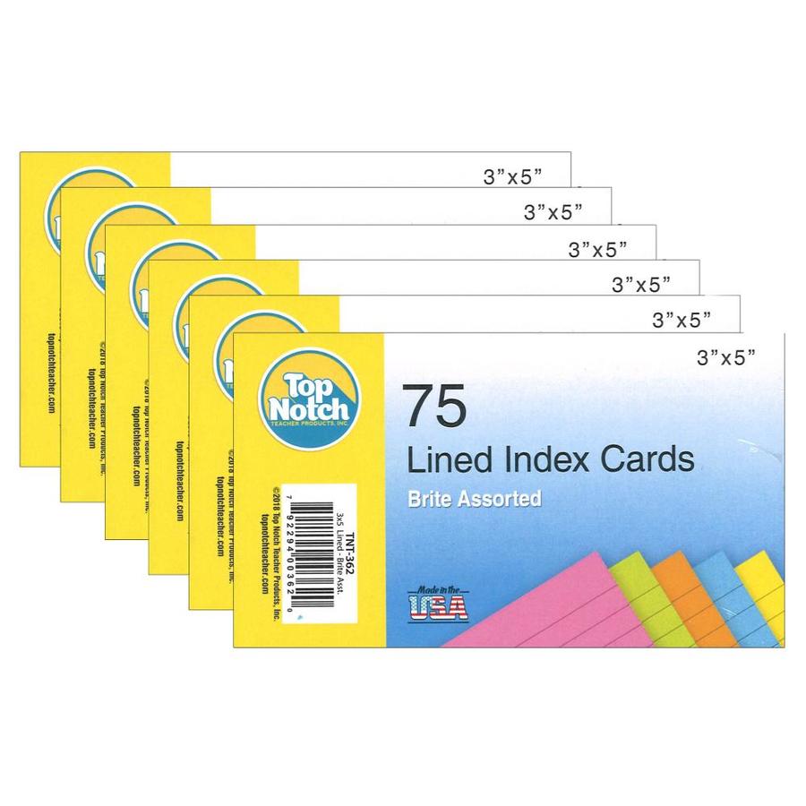 100 Count Primary Assorted 3 x 5 Top Notch Teacher Products Blank Index Cards
