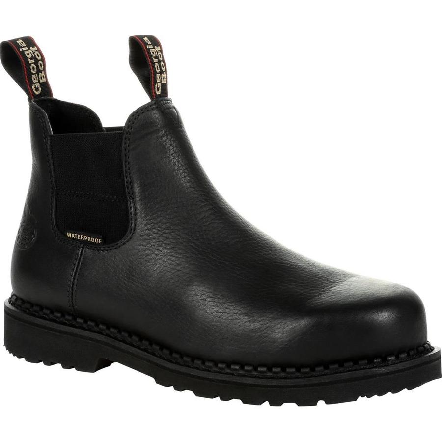 mens black slip on work boots
