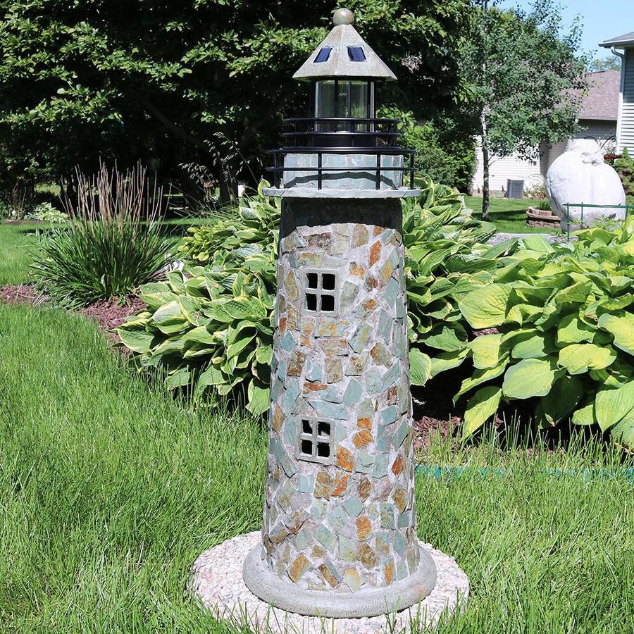 Sunnydaze Decor 35.5in H x 12.5in W Brown Lighthouse Garden Statue in