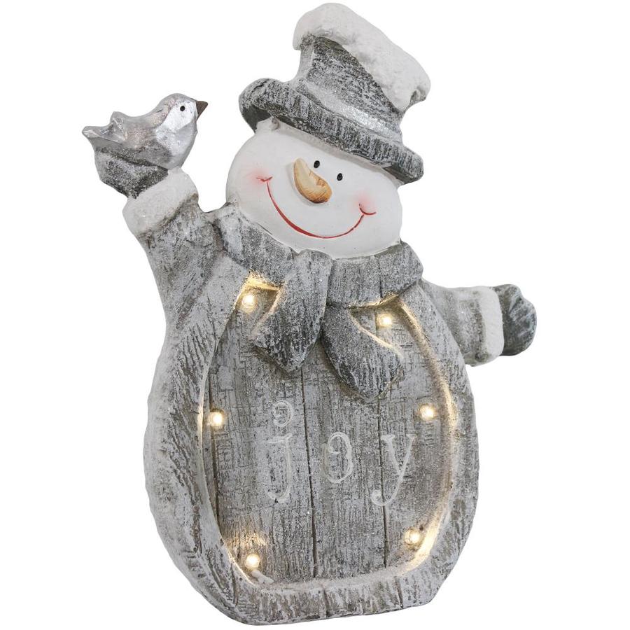 Perfect for Friends and Family Small Whimsical Lighted Christmas Home Decor Standing Figurine Sunnydaze Indoor Rustic Twinkling Snowman Statue with LED Lights