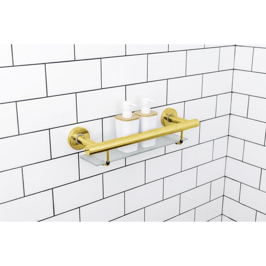 evekare Shower/Bath Shelf with Grab Bar Gold in the Grab Bars