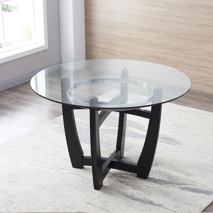 Casainc Round Glass Top Dining Table Black Round Dining Table Glass Top With Metal Metal Base