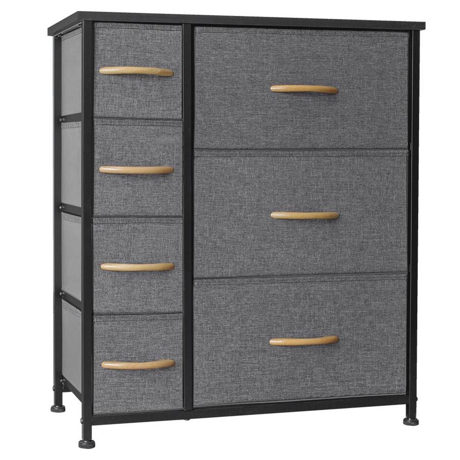 Wood Top Gray Wood Handles Crestlive Products Vertical Dresser Storage Tower Hallway Entryway Organizer Unit for Bedroom Sturdy Steel Frame Easy Pull Fabric Bins 6 Drawers Closets