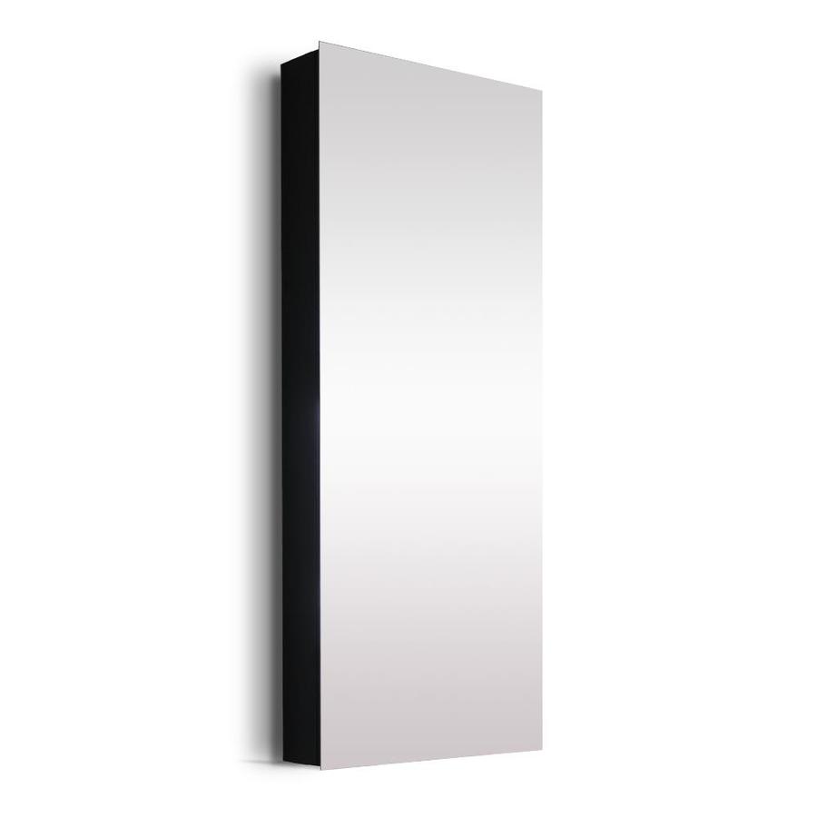 Wellfor 15 In X 36 In Flat Mirror Bathroom Medicine Cabinet Satin Finish 3 Glass Shelves Only For Embedded Installation Black At Lowes Com