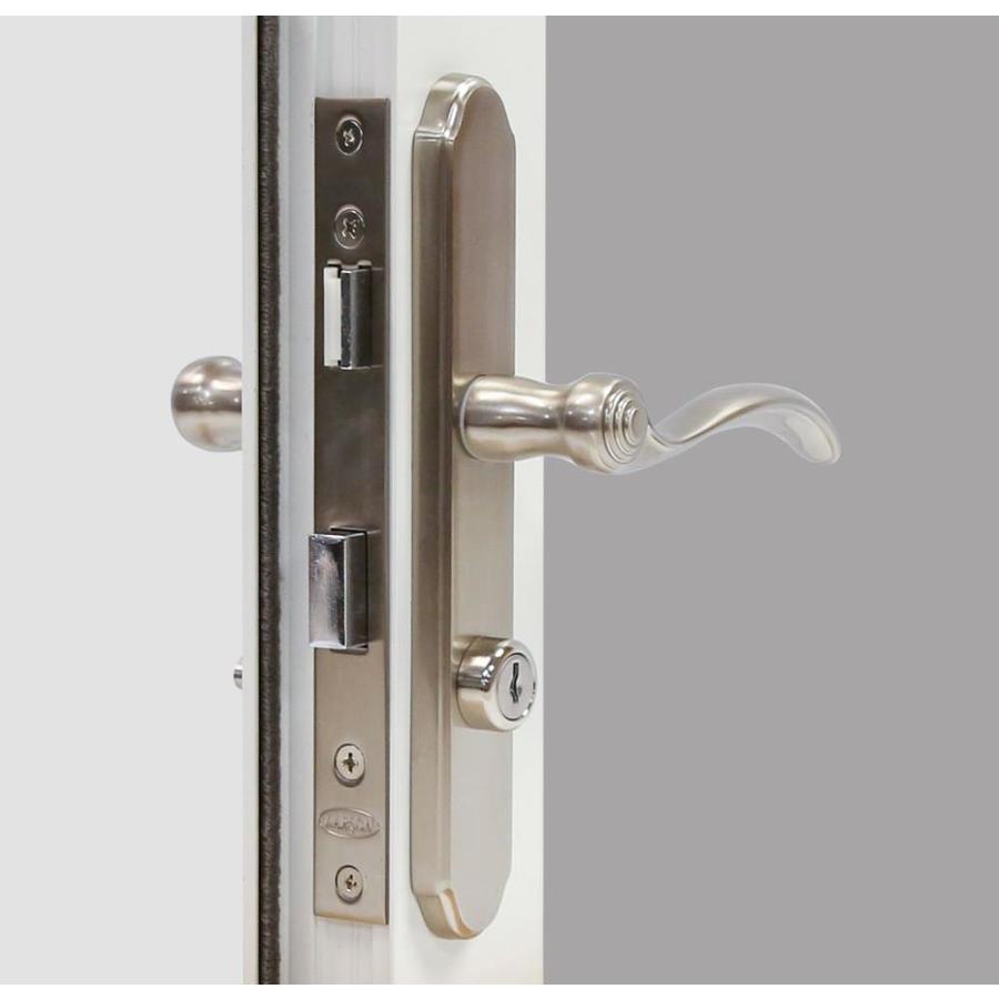 LARSON Brushed Nickel Storm Door Revere Mortise Latch Set in the Screen