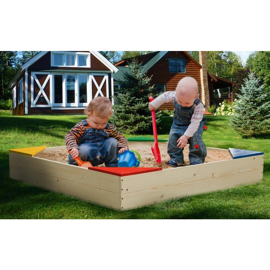 Playberg Wooden Sandbox with Floor Cover in the Sandboxes department at
