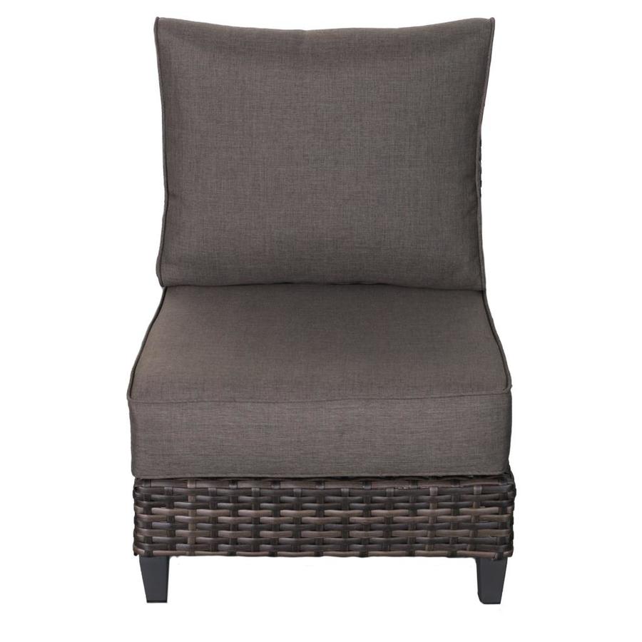 Teva Furniture Barbados Outdoor Patio Furniture Wicker Rattan Middle Of Sectional Includes Charcoal Grey Olefin Cushions In The Patio Chairs Department At Lowes Com