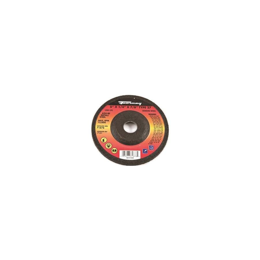 FORNEY 71878 Type 27 A24R 1//4 x 5 Metal//Steel Grinding Wheel 7//8 Arbor
