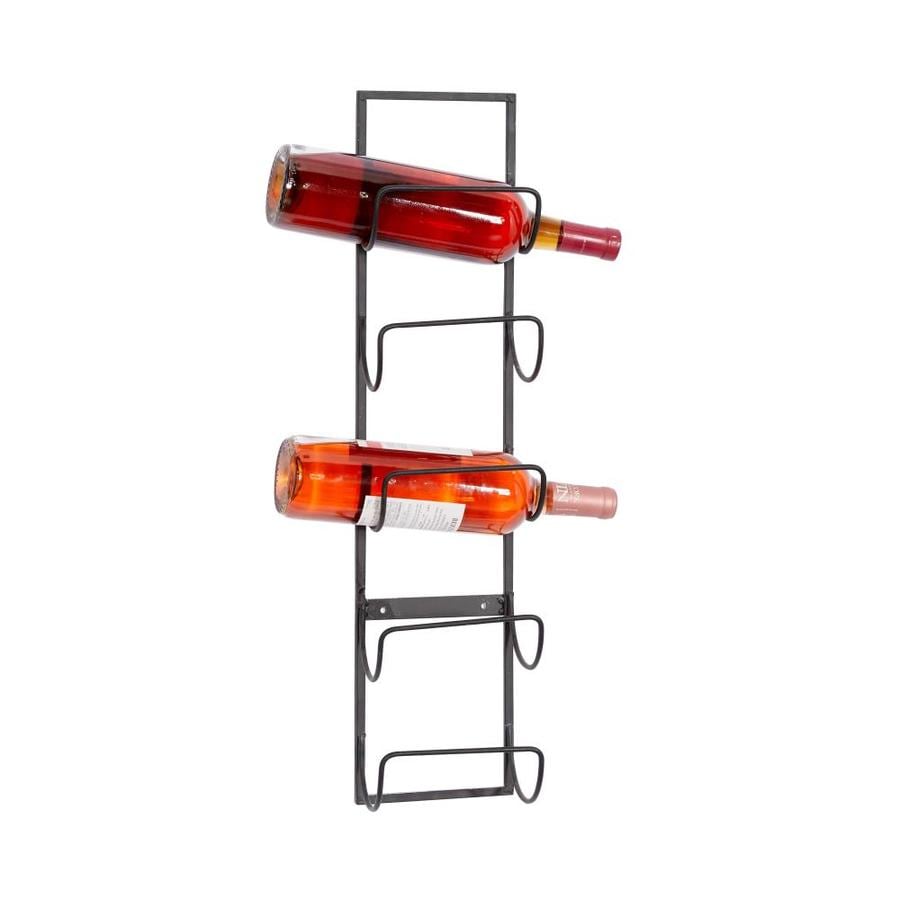 Grayson Lane Wall Mounted Wine Rack Metal Wine Rack 6 In X 5 In X 25 In Black In The Wall Art Department At Lowes Com