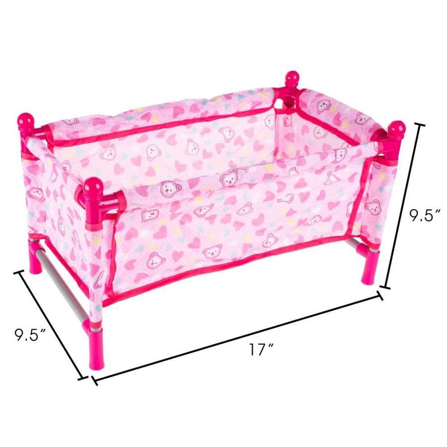 Toy Time Baby Doll Bed And Playpen- Mini Pack And Play Crib For 15-in 