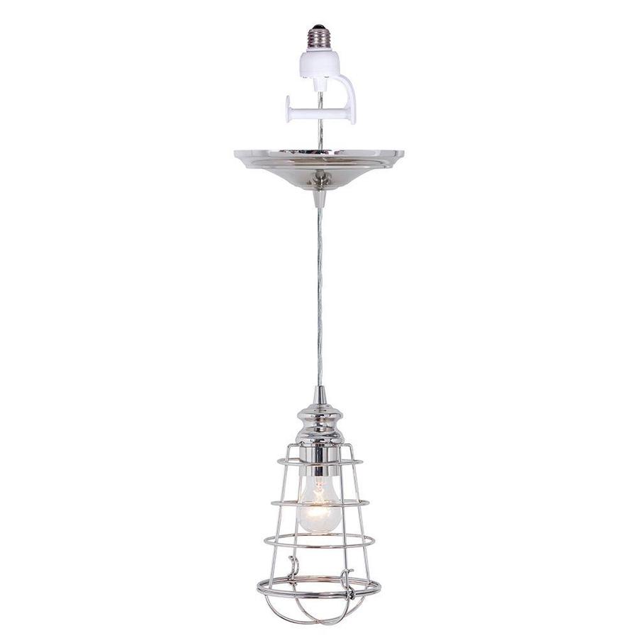 Worth Home Products Instant Pendant Recessed Light Conversion Kit Brushed Nickel Wire Cage Shade
