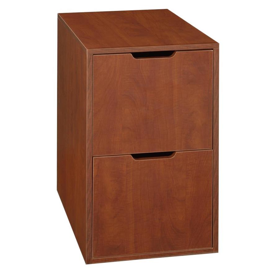 Niche Mod Freestanding Pedestal Two Drawer Filing Cabinet White Wood Grain