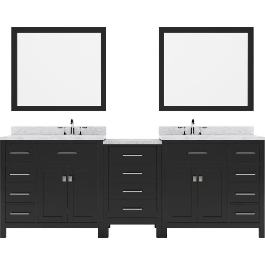 Caroline Parkway 93 Double Bath Vanity in White with Marble Top and Square Sink