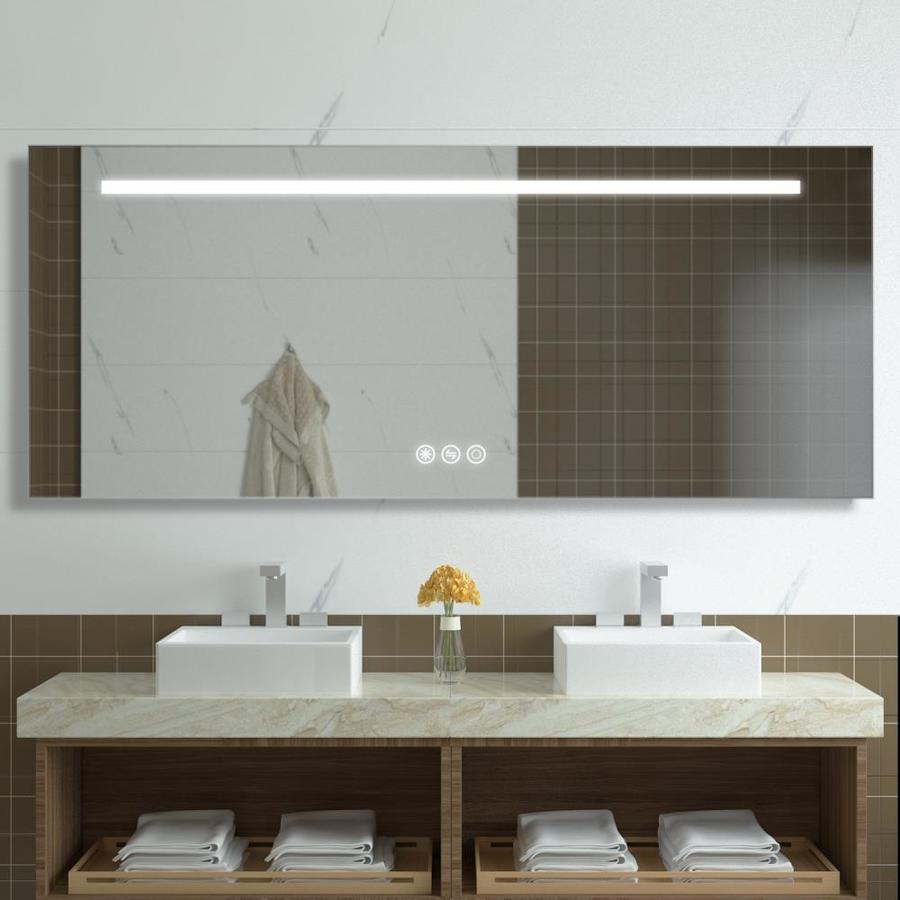 CASAINC Frameless LED bathroom mirror 72in Lighted LED Fog Free Siver