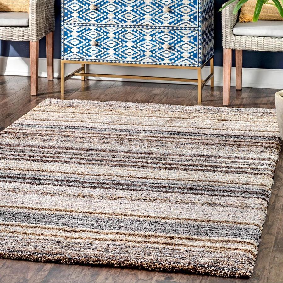 Nuloom Drey 9 X 12 Beige Indoor Stripe Handcrafted Area Rug In The Rugs 