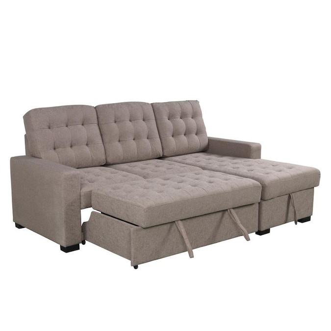 CASAINC Brown Upholstery Sleeper Sectional Living Room