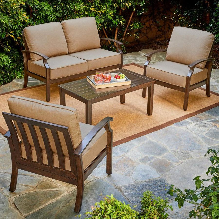 Royal Garden Forest Glen 4Piece Metal Frame Patio Conversation Set with Cushions in the Patio