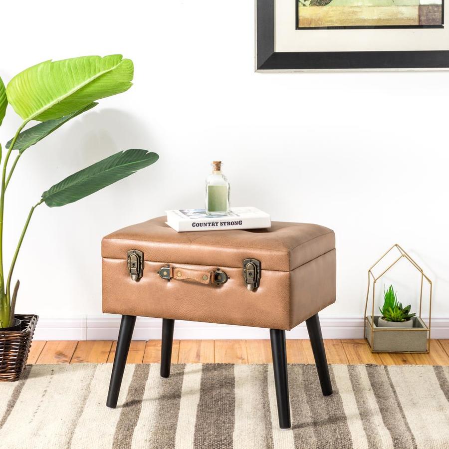 glitzhome rustic storage ottoman seat stool