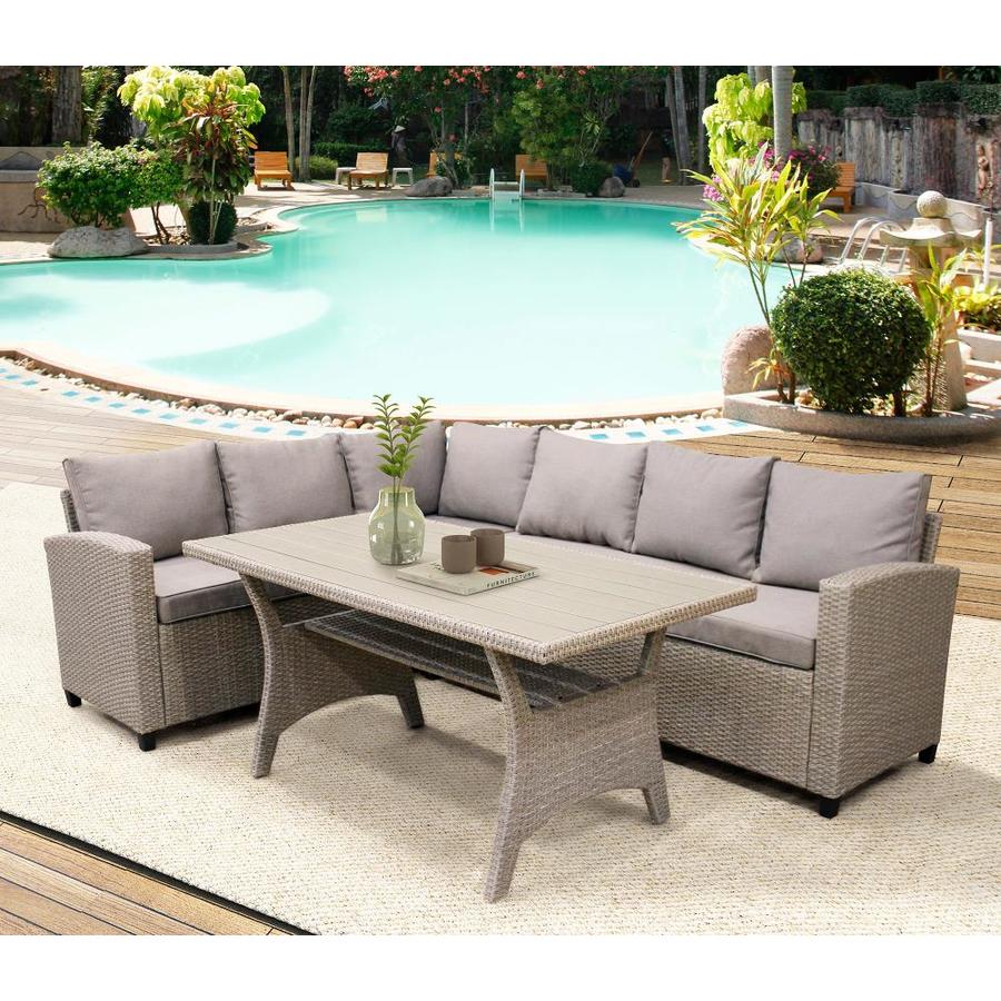 CASAINC Patio Dining Table Set Outdoor Furniture Rattan Wicker