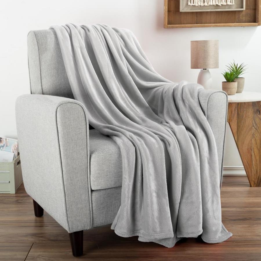 silver grey fleece throw