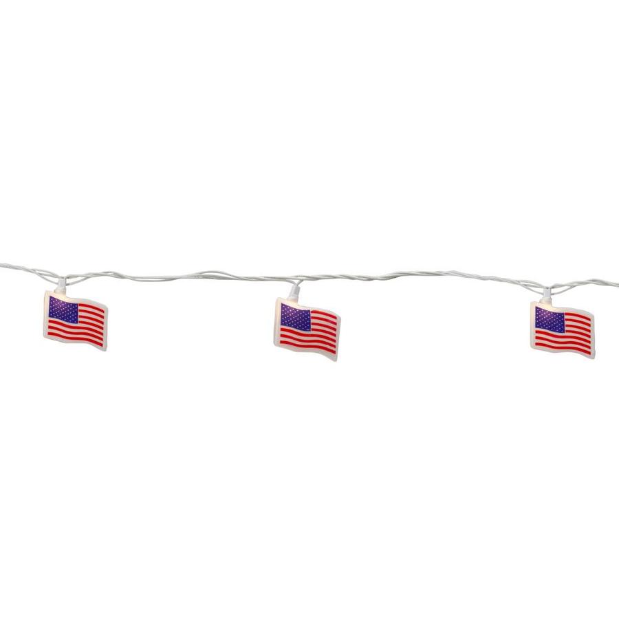 Northlight 10-Count Red and Blue Patriotic American Flag 4th of July Lights 7.5ft White Wire in 