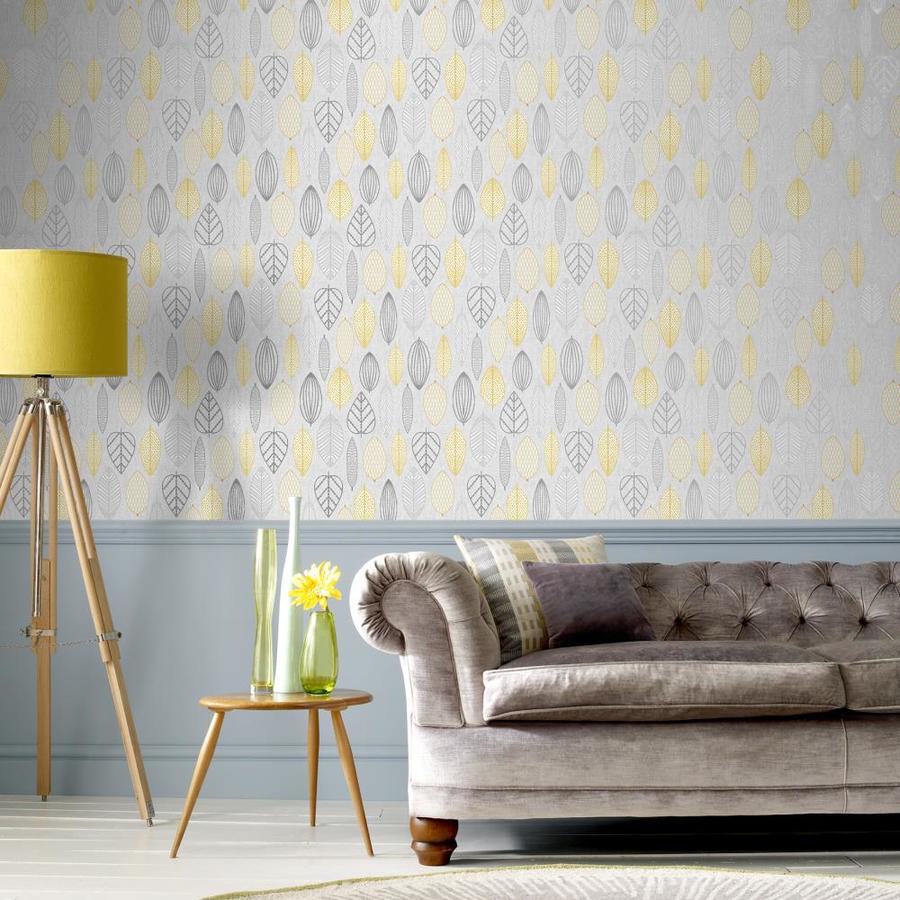 Graham & Brown Highland 56-sq Ft Yellow Vinyl Textured Floral Unpasted ...