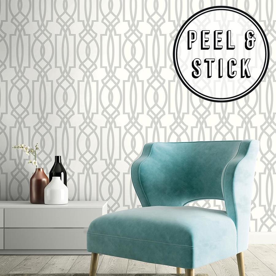 transform Transform Silver Trellis Peel and Stick Wallpaper in the