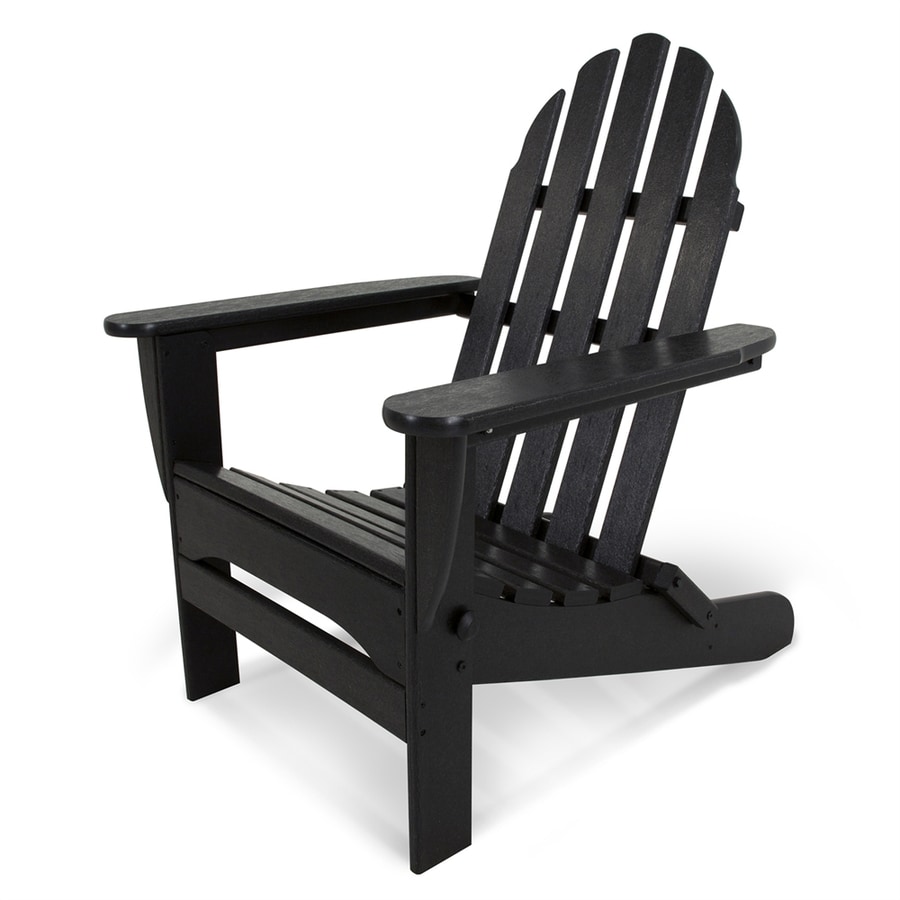 Shop POLYWOOD Classic Adirondack Black Plastic Folding Patio Chair at