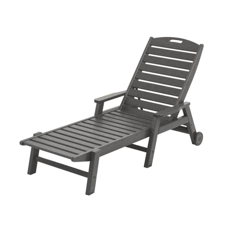 Shop POLYWOOD Nautical Slate Grey Plastic Patio Chaise Lounge Chair at