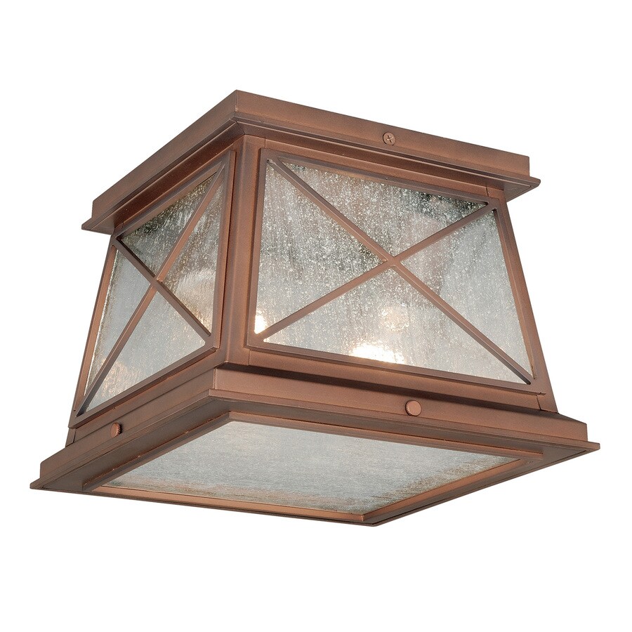 Shop Cascadia 9 In W Antique Red Copper Outdoor Flush Mount Light At