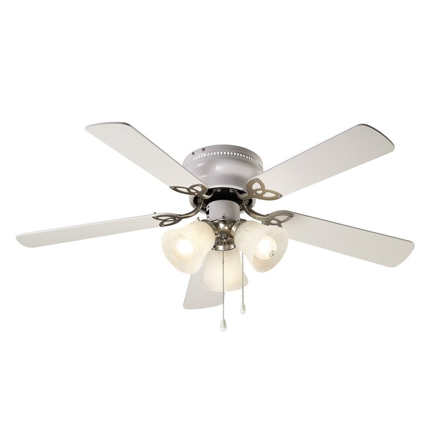 ... Brushed Nickel Flush Mount Indoor Ceiling Fan with Light Kit (5-Blade