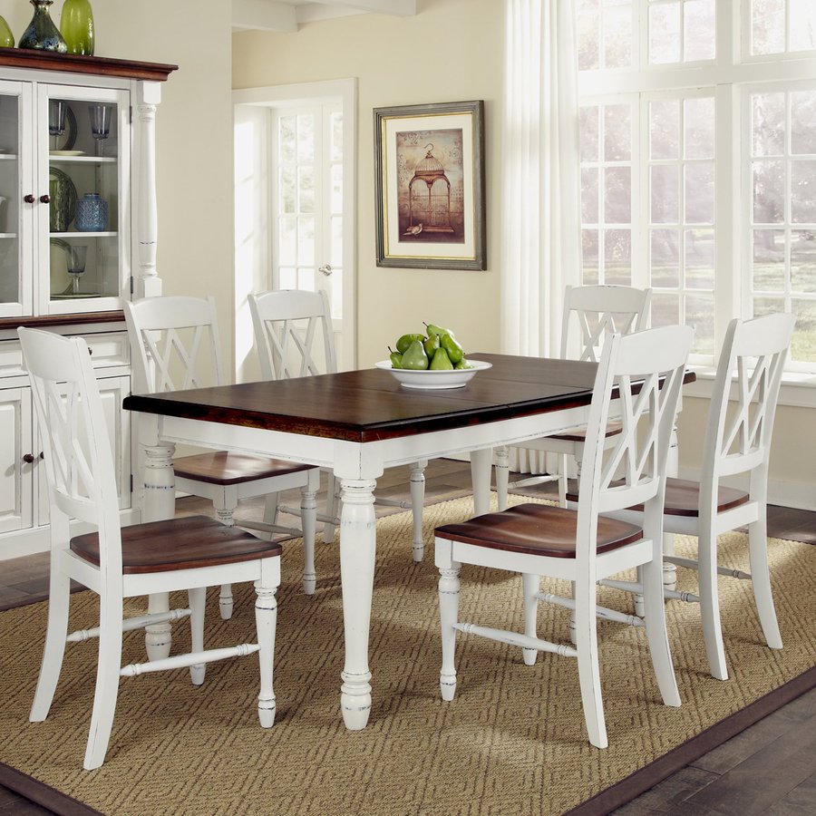 Shop Home Styles Monarch White/Oak Dining Set with ...