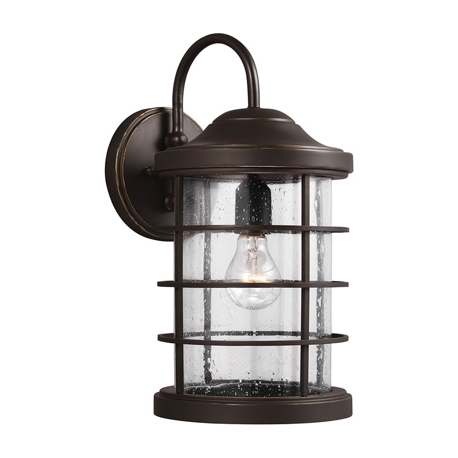 Shop Sea Gull Lighting Sauganash 16.75-in H Antique Bronze Outdoor Wall Light at Lowes.com