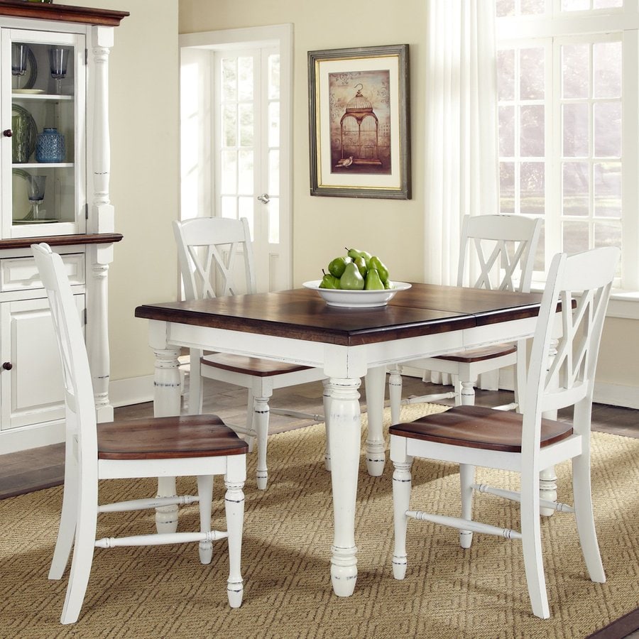Shop Home Styles Monarch White/Oak Dining Set with Rectangular Dining