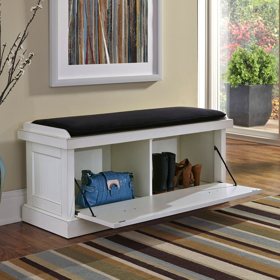 Shop Home Styles Nantucket Distressed White Indoor Storage Bench at