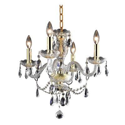 Elegant Lighting Princeton 4-Light Gold Traditional Crystal Candle Chandelier Elegant Lighting Princeton 4-Light Gold Traditional Crystal Candle Chandelier
