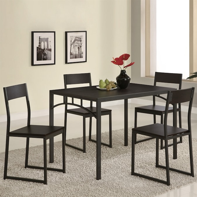 Coaster Fine Furniture Cappuccino 5 Piece Dining Set With Dining Table In The Dining Room Sets Department At Lowes Com