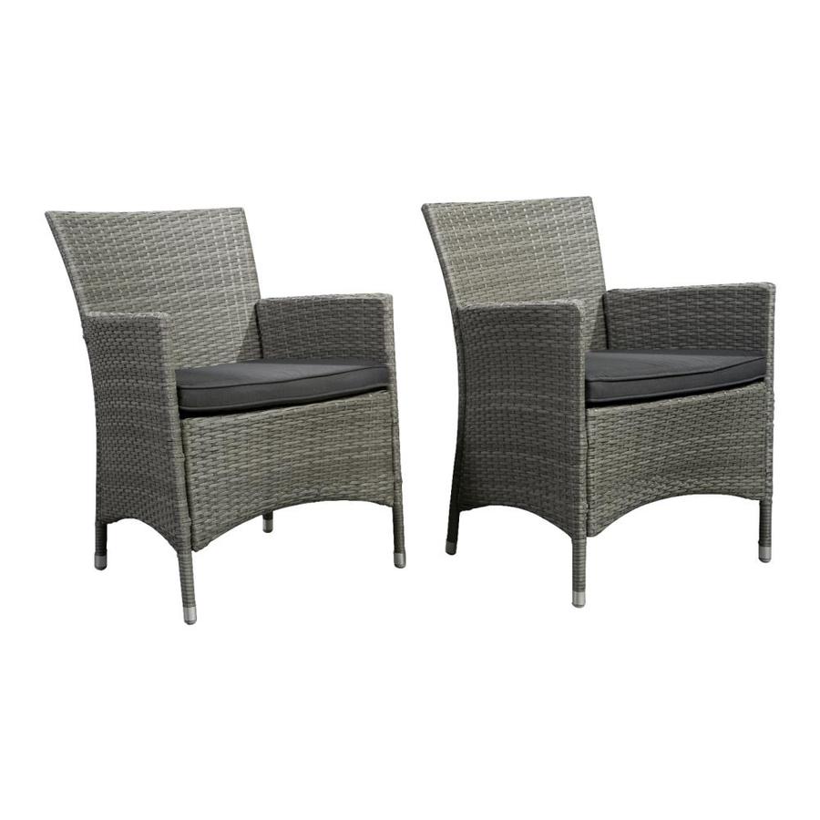 International Home Atlantic Set Of 2 Gray Wicker Metal Stationary Conversation Chair S With Gray Cushioned Seat In The Patio Chairs Department At Lowes Com
