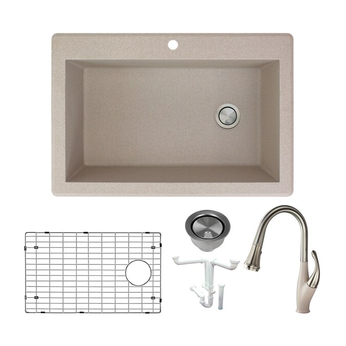 Transolid Radius 33 In X 22 In Cafe Latte Single Bowl Drop In 1 Hole Residential Kitchen Sink All In One Kit In The Kitchen Sinks Department At Lowes Com